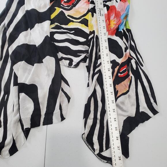 Paris Hues 3-Way Hand Painted Vest Womens Small Zebra Print Floral Lightweight - Picture 6 of 9